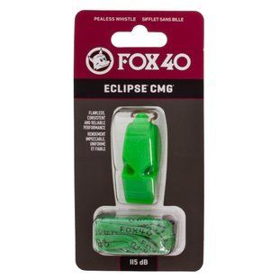 Свисток спортивний суддівський пластиковий зі шнурком ECLIPSE CMG FOX40-ECLIPSE колір салатовий