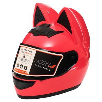 Мотошлем интеграл (full face) Мото Кото с ушками NITRINOS NEKO HNJ M-9412 размер M (54-56) цвет черный-красный-белый