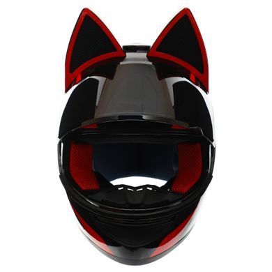 Мотошлем интеграл (full face) Мото Кото с ушками NITRINOS NEKO HNJ M-9412 размер M (54-56) цвет черный-красный-белый