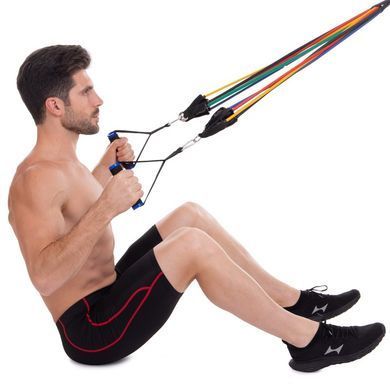 Эспандер многофункциональный для фитнеса 5 жгутов Resistance Band Zelart ET-510 в чехле цвета в ассортименте