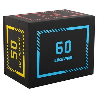 Бокс пліометричний тумба для кросфіту Пліобокс SOFT PLYO BOX LiveUp LP8155 1шт 50х60х75см чорний