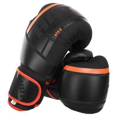 Рукавиці боксерські на липучці PU HARD TOUCH BO-4250 розмір 14 унції колір чорний-жовтий