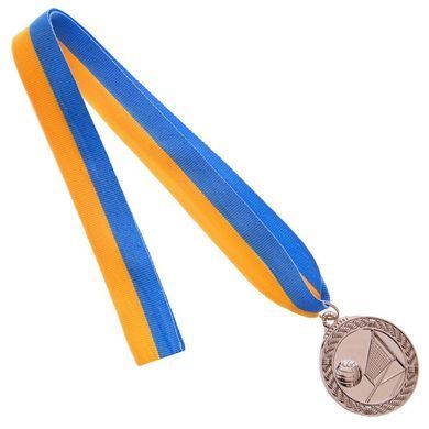 Медаль спортивна зі стрічкою тематична Zelart Волейбол C-7018 колір срібний
