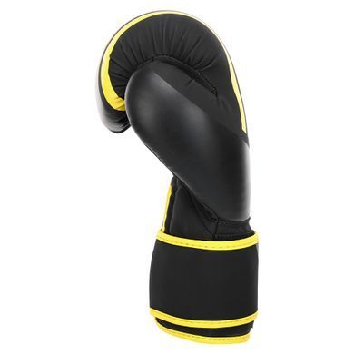 Рукавиці боксерські на липучці PU HARD TOUCH BO-4250 розмір 14 унції колір чорний-жовтий