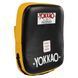 Лапа боксерська вигнута тренувальна шкіра YOKKAO YKO-217 колір чорний-синій