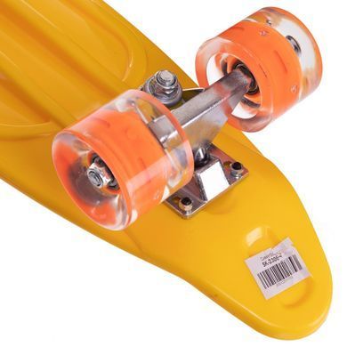 Пенни борд Penny Board круизер пластиковый со светящимися колесами и ручкой для переноски 24" Zelart SK-2306-4 желтый-черный