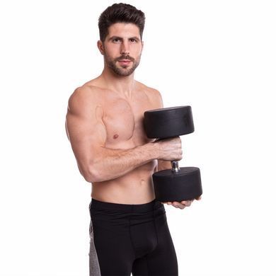 Гантель цельная профессиональная с полиуретановым покрытием TECHNOGYM LN-1254-37_5 1шт 37,5кг черный-серый