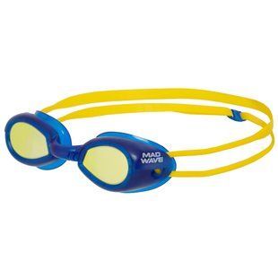 Очки для плавания детские зеркальные линзы MadWave COMET MIRROR KIDS M041004 цвет синий-желтый