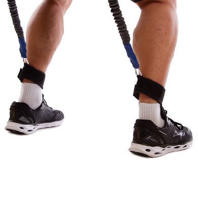 Тренувальна система для стрибків Zelart JUMPING EXERCISER FI-3024 довжина джгутів 37см чорний-блакитний