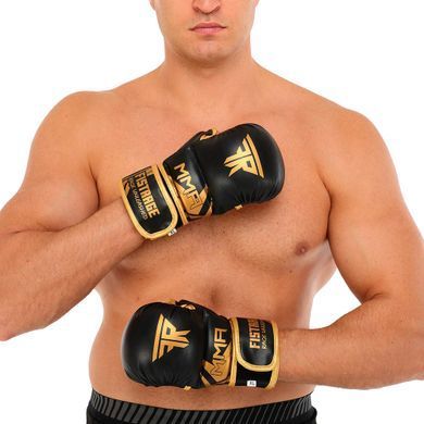 Перчатки Крабы спаринговые для MMA FISTRAGE VL-5521 размер S цвет черный-золотой