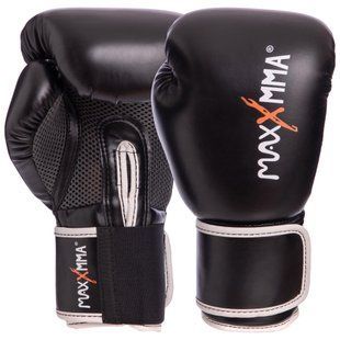 Рукавиці боксерські на липучці PU MAXXMMA GB01S розмір 10 унції колір чорний