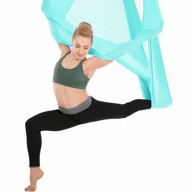 Гамак для йоги зі стропами Antigravity Yoga Zelart DH6026-1 колір блакитний