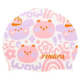 Шапочка для плавання дитяча YINGFA K0012 колір білий-рожевий