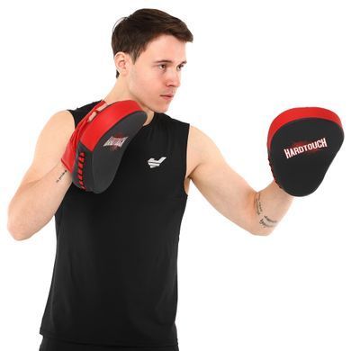 Лапа боксерська вигнута тренувальна PU HARD TOUCH BO-4457 колір чорний-червоний