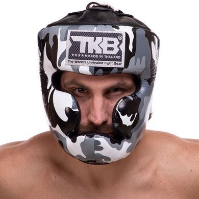 Шлем боксерский с полной защитой кожаный TOP KING Empower Camouflage TKHGEM-03 размер S цвет камуфляж серый