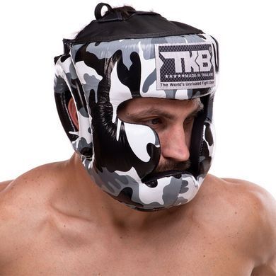 Шлем боксерский с полной защитой кожаный TOP KING Empower Camouflage TKHGEM-03 размер S цвет камуфляж серый