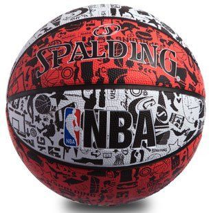 М'яч баскетбольний гумовий SPALDING NBA GRAFFITI 83574Z розмір 7 червоний-сірий