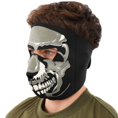 Маска лицьова вітрозахисна Zelart MS-4344-1 Chrome Skull чорний