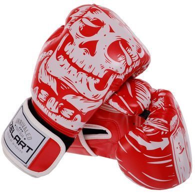 Перчатки боксерские на липучке FLEX Zelart SKULL BO-5493 размер 10 унции цвет красный