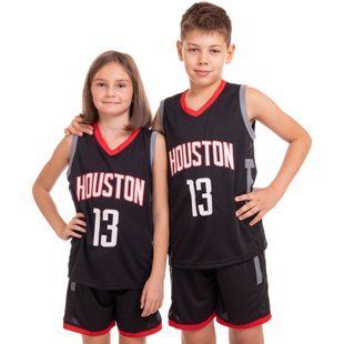 Форма баскетбольная детская NBA клуб Houston Rockets 13 BA-0968 S-2XL черный-красный
