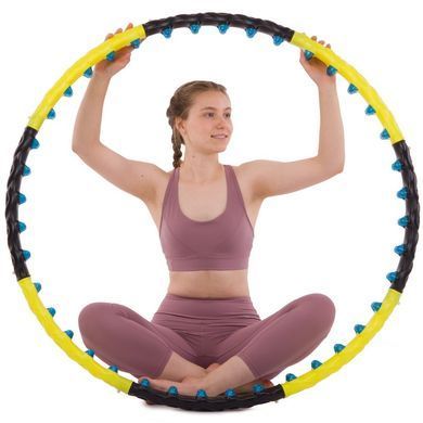 Обруч для схуднення масажний розбірний Хула Хуп Hula Hoop DOUBLE GRACE MAGNETIC JS-6001 8 секцій жовтий-чорний