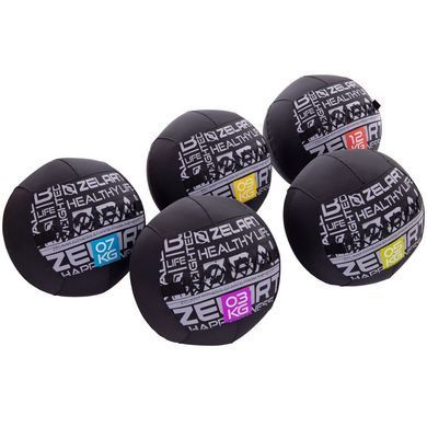 М'яч набивний медичний для кросфіту WALL BALL Zelart FI-2637-9 9кг чорний