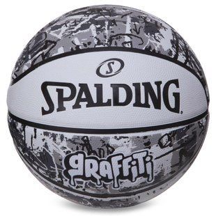М'яч баскетбольний гумовий SPALDING GRAFFITI 84375Y розмір 7 білий-чорний