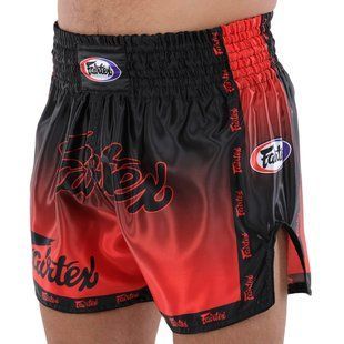 Шорти для тайського боксу та кікбоксингу FAIRTEX BO-9474 розмір S колір чорний-червоний