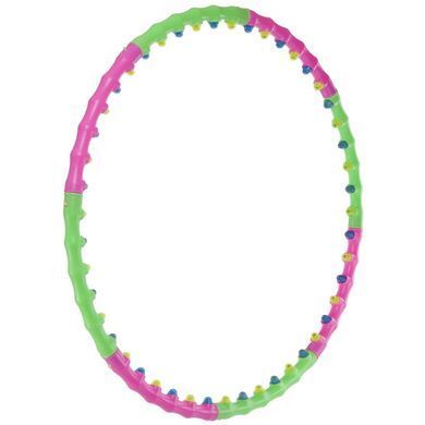 Обруч для похудения массажный разборной Хула Хуп Hula Hoop DOUBLE GRACE MAGNETIC JS-6005 8 секций салатовый-розовый