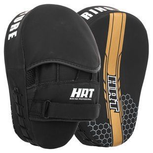 Лапа боксерська вигнута тренувальна PU HARD TOUCH BO-4239 колір чорний-золотий