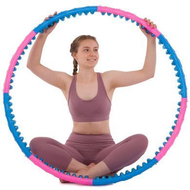 Обруч для схуднення масажний розбірний Хула Хуп Hula Hoop DOUBLE GRACE MAGNETIC JS-6008 8 секцій рожевий-синій