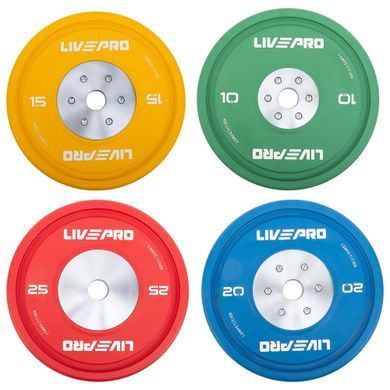 Бамперные диски резиновые Bumper Plates LiveUp LP8335-15 &oslash;50.5мм 15кг желтый