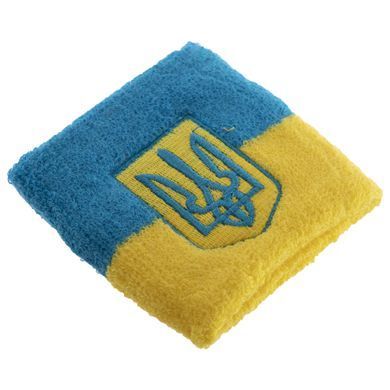 Напульсник спортивний махровий вбираючий вологу Zelart BC-4063 колір жовтий-блакитний