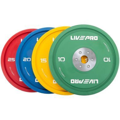 Бамперные диски резиновые Bumper Plates LiveUp LP8335-15 &oslash;50.5мм 15кг желтый