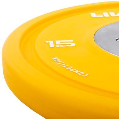 Бамперные диски резиновые Bumper Plates LiveUp LP8335-15 &oslash;50.5мм 15кг желтый