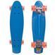 Пенни борд Penny Board круизер пластиковый со светящимися колесами 22" Zelart SK-5672-2 синий-оранжевый