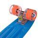Пенни борд Penny Board круизер пластиковый со светящимися колесами 22" Zelart SK-5672-2 синий-оранжевый