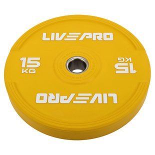 Бамперні диски гумові Bumper Plates LiveUp LP8332-15 &oslash;50.5мм 15кг жовтий