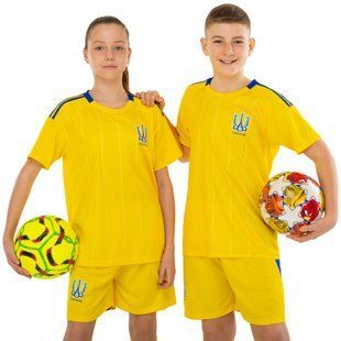 Форма футбольна дитяча із символікою збірної УКРАЇНА 2025 Zelart CO-4659 розмір 22, зріст 125-130 колір жовтий