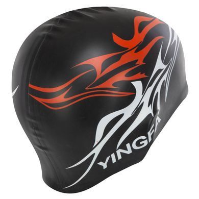 Шапочка для плавания силиконовая для взрослых YINGFA C0091 цвет черный-красный