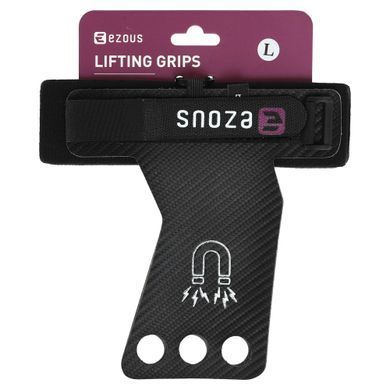Гимнастические накладки перчатки для турника 3 HOLE CARBON HAND GRIPS EZOUS D-15 размер S цвет черный