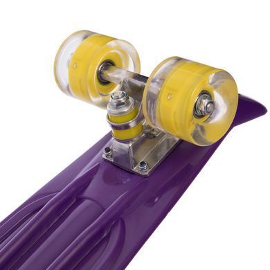 Пенни борд Penny Board круизер пластиковый со светящимися колесами 22" Zelart SK-5672-3 фиолетовый-желтый