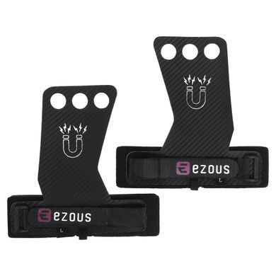 Гимнастические накладки перчатки для турника 3 HOLE CARBON HAND GRIPS EZOUS D-15 размер S цвет черный