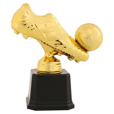 Фигура наградная спортивная Zelart Бутса с мячом JZ2227C высота 15см золото