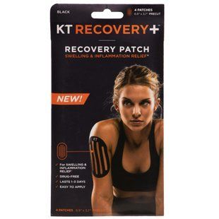 Кінезіо тейп призначений для зняття набряку та запалення KT TAPE RECOVERY 4шт чорний