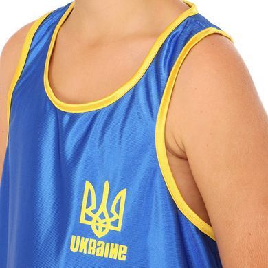 Форма боксерська дитяча майка та шорти Zelart UKRAINE CO-8941 розмір L, зріст 145-155см (28) колір синій