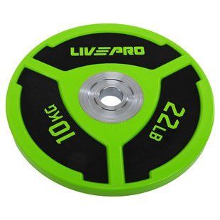 Бамперні диски поліуретанові Bumper Plates LiveUp LP8027-10 &oslash;50.5мм 10кг зелений-чорний