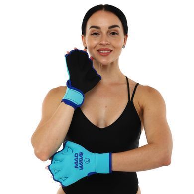 Акваперчатки для аквафитнеса Aquafitness gloves MadWave M082906 размер S цвет бирюзовый