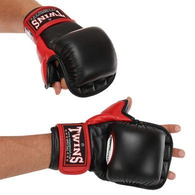 Рукавиці Краби спарингові для MMA TWINS GGL-1 розмір M колір чорний-червоний