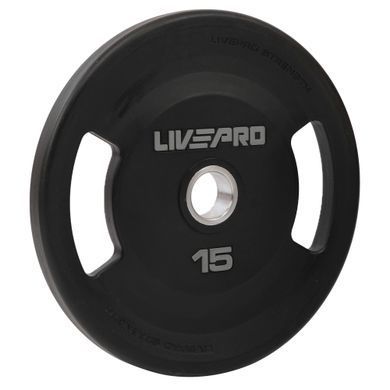 Блини диски поліуретанові 2 Handle металева втулка LiveUp LP8337-15 &oslash;51мм 15кг чорний